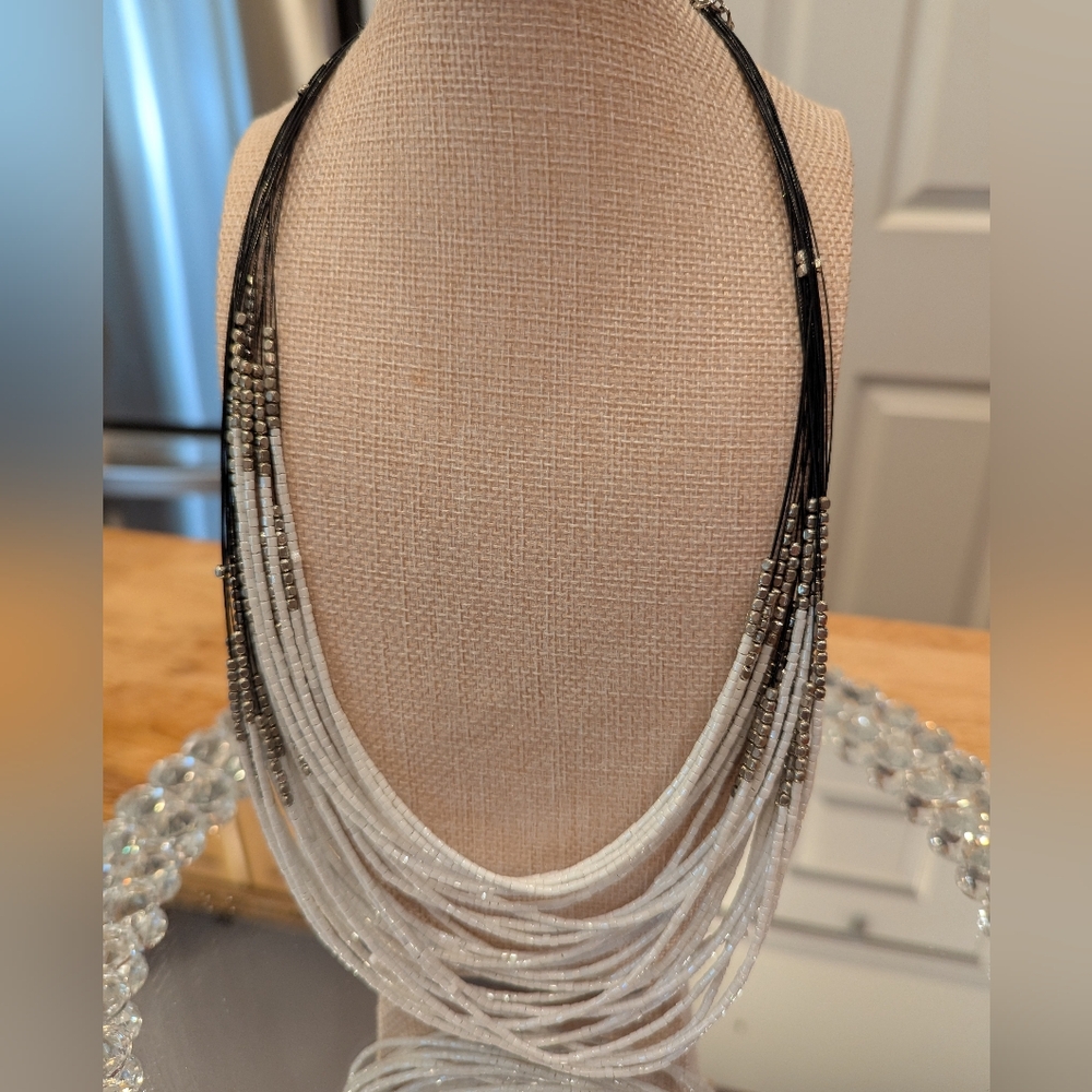 Macy's Black and White Layered Necklace NWT
